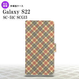 SC-51C SCG13 Galaxy S22 手帳型スマホケース カバー バイアスチェック ベージュ 赤 nk-004s-s22-dr445