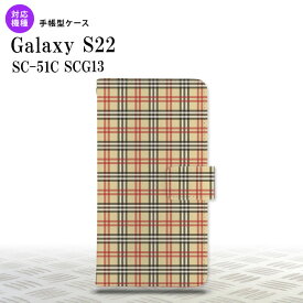 SC-51C SCG13 Galaxy S22 手帳型スマホケース カバー チェック ベージュ 赤 nk-004s-s22-dr446