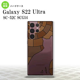 SC-52C SCG14 Galaxy S22 Ultra android カバー ステンドグラス風 おしゃれ 猫 ブラウン ステンドグラス風 かわいい おしゃれ 背面ケース nk-s22ul-sg37