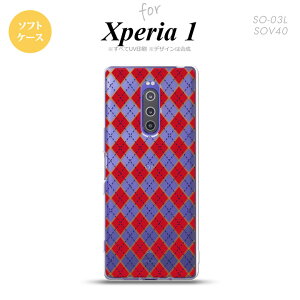 SO-03L SOV40 901SO Xperia 1 スマホケース ソフト カバー アーガイル クリア 赤 nk-xp1-tp1404