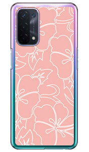 ハイビスカスライン ベージュピンク (クリア) OPPO A54 5G OPG02 au・MVNOスマホ(SIMフリー端末) SECOND SKIN ハードケースopg02 スマホ 本体 保護 ケース 手帳 カバー 耐衝撃 ショルダー 透明 シリコ