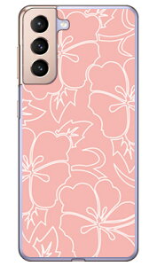 ハイビスカスライン ベージュピンク (クリア) Galaxy S21 5G SCG09・SC-51B au・docomo SECOND SKIN ハードケース galaxy s21 5g scg09 sc-51b ケース galaxy s21 5g scg09 sc-51b カバー scg09 sc-51b ケース scg09 sc-51b カバ