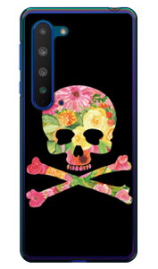 Flower skull ブラック (クリア) design by ROTM AQUOS R5G SHG01・SH-51A・908SH au・docomo・SoftBank・楽天モバイル SECOND SKIN au shg01 sh-51a 908sh カバー shg01 sh-51a 908sh ケース aquos r5g shg01 sh-51a カバー shg01 sh-51a 送