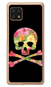 Flower skull ブラック (クリア) design by ROTM AQUOS sense6 SHG05・SH-54B・SH-RM19・SH-M19 au・docomo・楽天モバイル・MVNOスマホ(SIMフリー端末) SECOND SKIN au shg05 sh-54b カバー shg05 sh-54b ケース aquos sense6 shg05