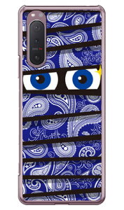 ミイラくん ペイズリーブルー (クリア) Xperia 5 II SOG02・A002SO・SO-52A・XQ-AS42 au・SoftBank・docomo・MVNOスマホ(SIMフリー端末) YESNO xperia 5 II ケース xperia 5 II カバー 5 II ケース 5 II カバー エクス