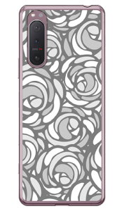 ローズポップ パステルグレー (ソフトTPUクリア) Xperia 5 II SOG02・A002SO・SO-52A・XQ-AS42 au・SoftBank・docomo・MVNOスマホ(SIMフリー端末) YESNO xperia 5 II ケース xperia 5 II カバー 5 II ケース 5 II カバ
