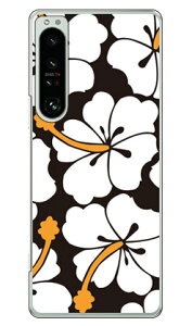 北欧ハイビスカス ホワイト (クリア) Xperia 1 IV SOG06 SO-51C A201SO XQ-CT44 au・docomo・SoftBank・MVNOスマホ(SIMフリー端末) SECOND SKINxperia 1 IV ケース xperia 1 IV カバー 1 IV ケース 1 IV カバー エクスペ