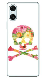 Flower skull �z���C�g (�N���A) design by ROTM Xperia 10 VI SOG14 SO-52E A402SO XQ-ES44 SECOND SKIN �{�� �ی� �n�[�h�P�[�X �X�}�z�J�o�[�@��������