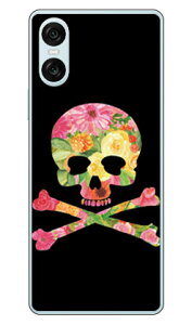 Flower skull �u���b�N (�N���A) design by ROTM Xperia 10 VI SOG14 SO-52E A402SO XQ-ES44 SECOND SKIN �{�� �ی� �n�[�h�P�[�X �X�}�z�J�o�[�@��������