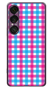 ギンガムチェック ターコイズ×ピンク (ソフトTPUクリア) Xperia 1 VII SECOND SKIN Xperia 1 VII ケース Xperia 1 VII カバー エクスペリア1 vii 本体 保護 SO-51F SO51F SOG15 A501SO ソフトケース ソフトカバー 送