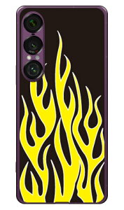 ファイヤーパターン ブラック×イエロー (ソフトTPUクリア) Xperia 1 VII SECOND SKIN Xperia 1 VII ケース Xperia 1 VII カバー エクスペリア1 vii 本体 保護 SO-51F SO51F SOG15 A501SO ソフトケース ソフトカバー