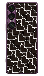 ハートストライプ ブラック×ホワイト (ソフトTPUクリア) Xperia 1 VII SECOND SKIN Xperia 1 VII ケース Xperia 1 VII カバー エクスペリア1 vii 本体 保護 SO-51F SO51F SOG15 A501SO ソフトケース ソフトカバー 送