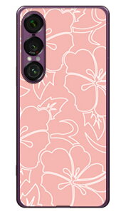 ハイビスカスライン ベージュピンク (ソフトTPUクリア) Xperia 1 VII SECOND SKIN Xperia 1 VII ケース Xperia 1 VII カバー エクスペリア1 vii 本体 保護 SO-51F SO51F SOG15 A501SO ソフトケース ソフトカバー 送