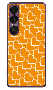 �n�[�g�X�g���C�v �I�����W×�z���C�g (�N���A) Xperia 1 VII SOG15 SO-51F A501SO XQ-FS44 SECOND SKIN �{�� �ی� �n�[�h�P�[�X �X�}�z�J�o�[�@��������