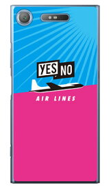 YESNO AIR LINES サックスブルー×ピンク （クリア） Xperia XZ1 SOV36・SO-01K・701SO au・docomo・SoftBank YESNO xperia xz1 ケース xperia xz1 カバー xz1 ケース xz1 カバー エクスペリアxz1 ケース エクスペリアxz1 カバー 送料無料