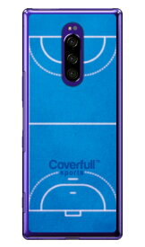 ハンドボールコート ブルー（クリア） Xperia 1 SOV40・SO-03L・802SO・J9110 au・docomo・SoftBank・MVNOスマホ（SIMフリー端末） Coverfull xperia 1 ケース xperia 1 カバー 1 ケース 1 カバー エクスペリア1 ケース so-03lケース 送料無料