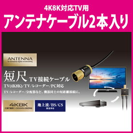 ELECOM（エレコム） 4K8K対応TV用アンテナケーブル（短尺モデル） DH-ATSS48K207エレコム アンテナケーブル 4K8K対応 差込式 S-Sストレート やわらか極細ケーブル 0.7m 2本入り 短い シンプル インテリア 柔らかい ケーブル 細い おしゃれ カッコイイ