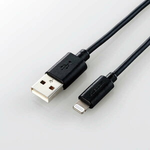 ELECOM�i�G���R���j iPhone�P�[�u�� ���C�g�j���O�P�[�u�� 1m iPad iPod �f�[�^�ʐM �[�d USB-A Lightning �u���b�N RoHS�w�ߏ����i10�����j MPA-UAL10BK