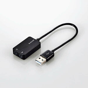 ELECOMiGRj I[fBIϊA_v^ USB-3.5mm I[fBIo }CN P[ut 15cm ubN USB-AADC02BK
