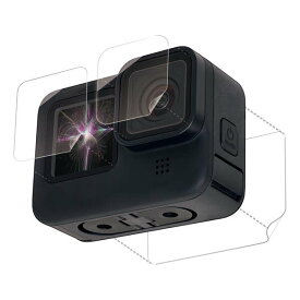 ELECOM（エレコム） GoPro HERO9 Black用 保護フィルム ガラスフィルム 親水性 耐衝撃 指紋防止 光沢 ゴープロ9 硬度3H 前面、背面、レンズ用各1枚 AC-GP9BFLPAFFG