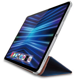 ELECOM（エレコム） iPad Pro 11インチ 第4世代 （ 2022 ） 用 ケース ソフトレザー カバー 手帳型 スリープ対応 マグネット フラップ 2アングル 背面クリア 軽量 超薄型 ネイビー TB-A22PMWVNV