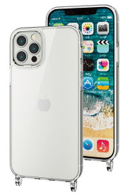 ELECOM（エレコム） iPhone 12 Pro / 12 用 ケース ハイブリッド カバー 衝撃吸収 カメラレンズ保護設計 ワイヤレス充電可 ショルダーストラップホール付 クリア PM-A20BHVCKSHCR