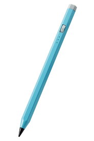 ELECOM（エレコム） iPad用 タッチペン スタイラスペン 充電式 USB Type-C 充電 傾き感知 誤作動防止 磁気吸着 ペン先2mm スリム 六角鉛筆型 ペン先交換可 ブルー P-TPACAPEN01BU