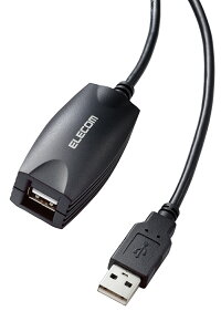 ELECOMiGRj USBP[u R[h 5m USB 2.0 i USB-A IX - USB-A X j ő20m܂Őڑ ubN USB2-EXC50