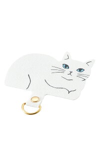 ELECOM(エレコム) スマホ ストラップホルダー シート ケーブル穴用 1口タイプ 1枚入り ストラップシート タグパッチ 白ネコ P-STHD1AMCATW