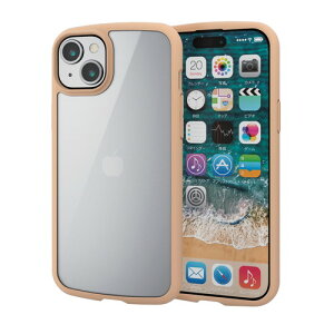ELECOM�i�G���R���j iPhone 15 Plus �p �P�[�X �n�C�u���b�h �J�o�[ �Ռ��z�� �y�� ���^ �X�g���b�v�z�[���t �w�ʃK���X�N���A �d�x9H TOUGH SLIM LITE �J�t�F�I�� PM-A23BTSLFCGBE