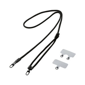 ELECOM�i�G���R���j �X�}�z �V�����_�[ �X�g���b�v 42�`78cm ���������� �X�g���b�v�V�[�g�t �ۂЂ��^�C�v �ەR���a6mm ��|�� ���|�� �΂ߊ|�� ���� ���� �����h�~ �u���b�N P-STSDH2R06BK