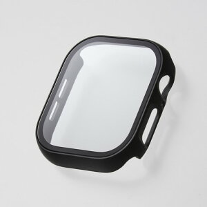 ELECOM�i�G���R���j�A�b�v���E�H�b�` �J�o�[ Apple Watch Series 10 [ 46mm ] �t���J�o�[ �Z���~�b�N�R�[�g �S�����K���X �\�ʍd�x10H�ȏ� �S�ʕی� �w��h�~ 2�d�\�� �u���b�NAW-24AFCGOCBK