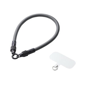 ELECOM(エレコム)スマホストラップ ケーブル 2in1 ( ハンドストラップ / 充電ケーブル ) USB Type-C to C 30cm PD 60W 急速充電 落下 紛失防止 ブラック P-STHH1CC08BK