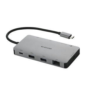 ELECOMiGRjUSB Type-C hbLOXe[V 9-in-1 4K HDMI LAN SD PD[d MacBook Pro / Air ȂPCΉ Vo[ DST-090BP1SV