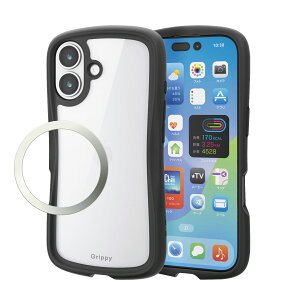 ELECOM�i�G���R���jiPhone 17 �P�[�X �n�C�u���b�h �Ռ��z�� ���C�z���Ή����^���X�e�b�J�[�t �X�g���b�v�z�[���t �X�g���b�v�z�[���V�[�g�t Grippy �u���b�N PM-A25AGRPFCBK