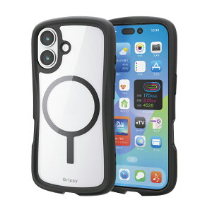 ELECOM�i�G���R���jiPhone 17 �P�[�X �n�C�u���b�h �Ռ��z�� MAGKEEP ���͋z�����C�����X�[�d�Ή� �X�g���b�v�z�[���t �X�g���b�v�z�[���V�[�g�t Grippy �u���b�N PM-A25AGRPFMBK