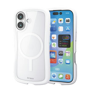 ELECOM(エレコム)iPhone 17 ケース ハイブリッド 衝撃吸収 MAGKEEP 磁力吸着ワイヤレス充電対応 ストラップホール付 ストラップホールシート付 Grippy ホワイト PM-A25AGRPFMWH