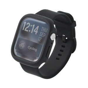 ELECOM�i�G���R���j �A�b�v���E�H�b�` �J�o�[ Apple Watch Series 11 / 10 [ 46mm ] �P�[�X �ϏՌ��t���[�� �w��h�~ ��U�h�~ TOUGH SLIM LITE �u���b�N AW-25AFCTSLBK