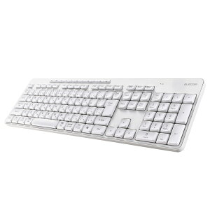 ELECOM�i�G���R���j ���C�����X�L�[�{�[�h �É� �e���L�[�t�� 2.4GHz���� USB���V�[�o�[(USB-A) ���{��z�� Windows Mac ChromeOS�Ή� AI�N���L�[���� �r���@�\ �����u���� �z���C�g TK-QT11FDMWH