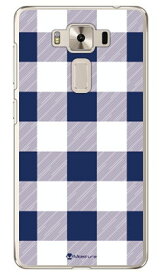 Buffalo check ネイビー×ホワイト （クリア） design by Moisture fir ZenFone 3 Deluxe （5.5インチ） ZS550KL MVNOスマホ（SIMフリー端末） SECOND SKIN zenfone 3 deluxe ケース zenfone 3 deluxe カバー zs550kl ケース zs550kl 送料無料