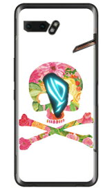 Flower skull ホワイト （ソフトTPUクリア） design by ROTM ROG Phone II MVNOスマホ（SIMフリー端末） SECOND SKIN rogphone2 スマホ rogphone2 スマートフォン rogphone2 スマホケース rogphone2 スマホカバー ログフォン2 送料無料