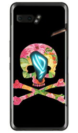 Flower skull ブラック （ソフトTPUクリア） design by ROTM ROG Phone II MVNOスマホ（SIMフリー端末） SECOND SKIN rogphone2 スマホ rogphone2 スマートフォン rogphone2 スマホケース rogphone2 スマホカバー ログフォン2 送料無料