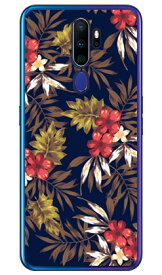 リゾートフラワー ネイビー （クリア） OPPO A5 2020 MVNOスマホ（SIMフリー端末）・楽天モバイル SECOND SKIN oppo スマホ oppo スマートフォン oppo スマホケース oppo スマホカバー オッポ スマホケース オッポ フランスメーカー OPPO 送料無料