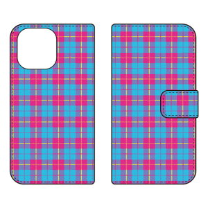 �蒠�^�X�}�[�g�t�H���P�[�X Cf LTD �`�F�b�N�� �iBLUE×PINK�j iPhone 16 Pro Max Coverfull �P�[�X �J�o�[ �X�}�z�P�[�X �������� �ϏՌ� �v�����g �ی� �Ռ��z��