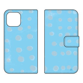 手帳型スマートフォンケース オブチジン 「dot series ブルー」 iPhone 13 Apple SECOND SKIN セカンドスキン 受注生産 スマホケース 手帳型ケース iphone13 ケース iphone13 カバー アイフォーン13 ケース アイフォーン13 カバー アイフォン 13 送料無料