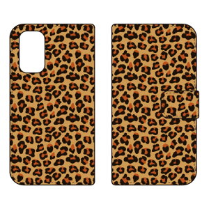 手帳型スマートフォンケース 「レオパード イエロー」 OPPO A54 5G OPG02 au・MVNOスマホ(SIMフリー端末) SECOND SKINopg02 スマホ 本体 保護 ケース 手帳 カバー 耐衝撃 ショルダー 透明 シリコン ケー