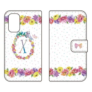 手帳型スマートフォンケース Cf LTD イニシャル パステルフラワー X OPPO A54 5G OPG02 au・MVNOスマホ(SIMフリー端末) Coverfullopg02 スマホ 本体 保護 ケース 手帳 カバー 耐衝撃 ショルダー 透明 シリ