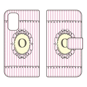 手帳型スマートフォンケース Cf LTD イニシャル アルファベット O (ピンク) OPPO A54 5G OPG02 au・MVNOスマホ(SIMフリー端末) Coverfullopg02 スマホ 本体 保護 ケース 手帳 カバー 耐衝撃 ショルダー