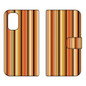 手帳型スマートフォンケース ストライプコレクション オレンジ&ブラウン OPPO A54 5G OPG02 au・MVNOスマホ(SIMフリー端末) Coverfullopg02 スマホ 本体 保護 ケース 手帳 カバー 耐衝撃 ショルダー