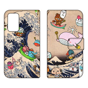 手帳型スマートフォンケース ネオ浮世絵 波乗り design by 326 Galaxy A53 5G SCG15 SC-53C au・docomo SECOND SKIN 手帳型ケースau scg15 sc-53c ケース scg15 sc-53c カバー galaxy a53 5g ケース galaxy a53 5g カバー ギャラ